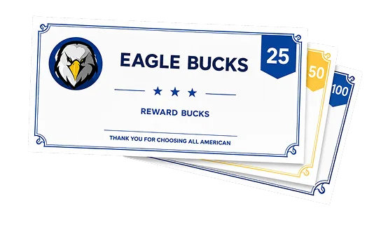 All American Eagle Bucks reward voucher cards