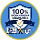 A 100% workmanship guarantee badge