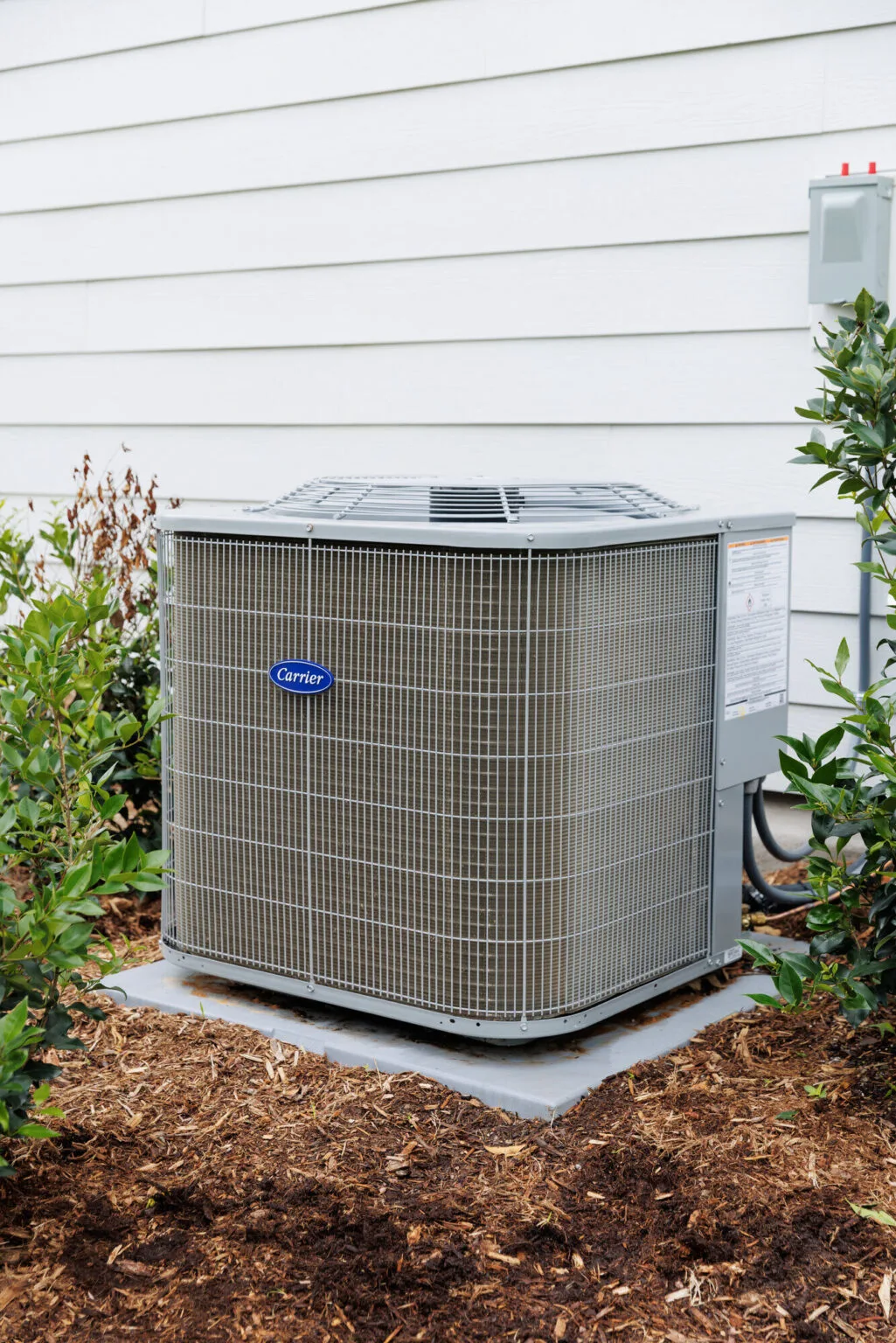 Close-up of an AC condenser unit