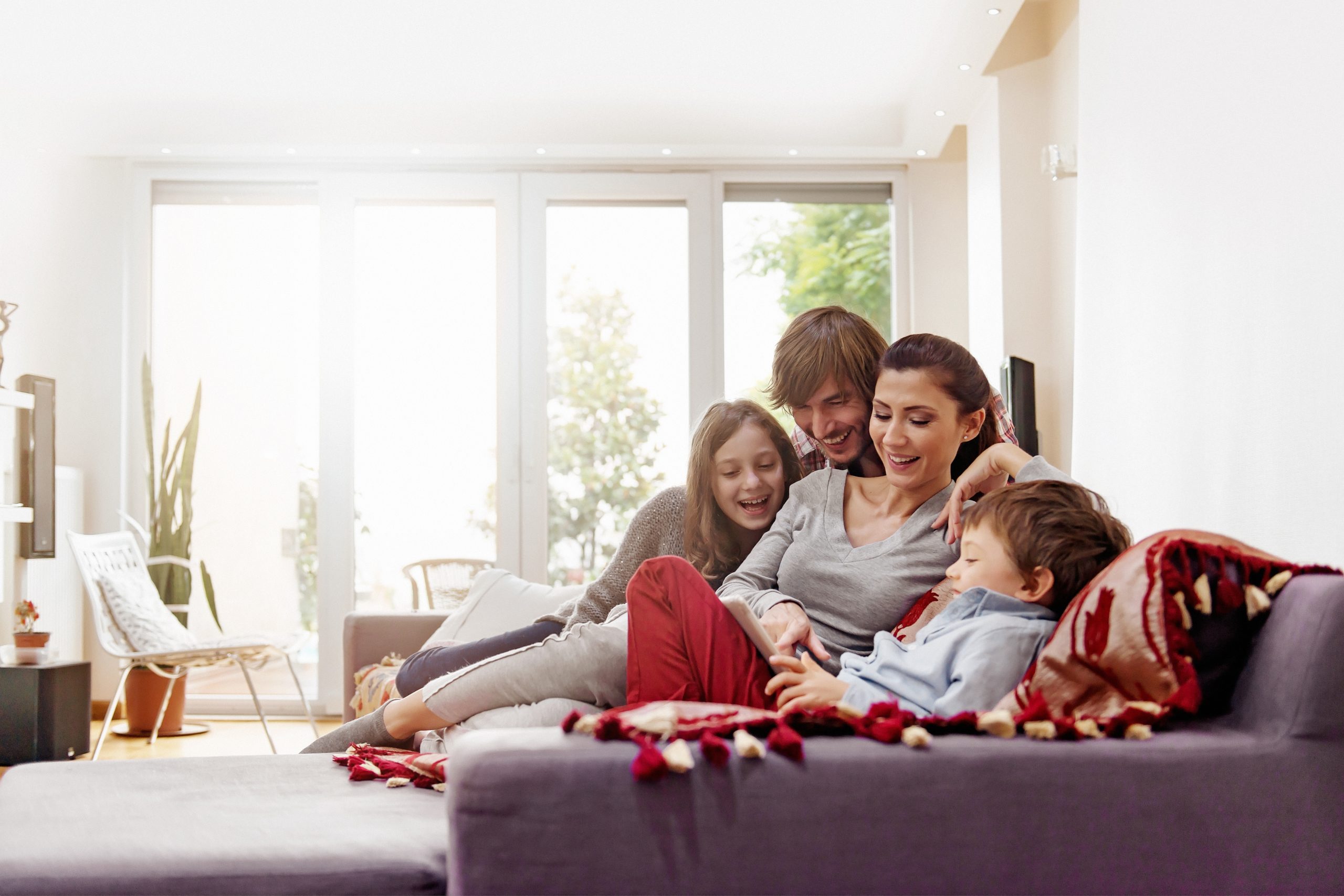 Happy family with two kids